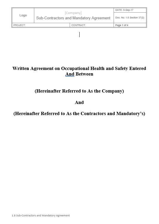 Sub-Contractors and Mandatory Agreement
